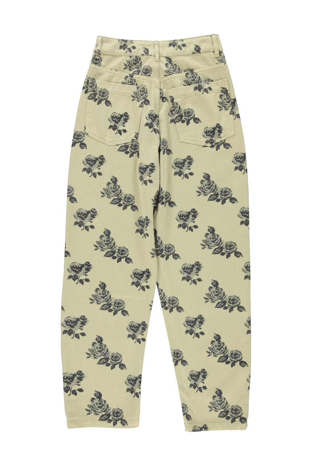 PANTALON KAKI À FLEURS