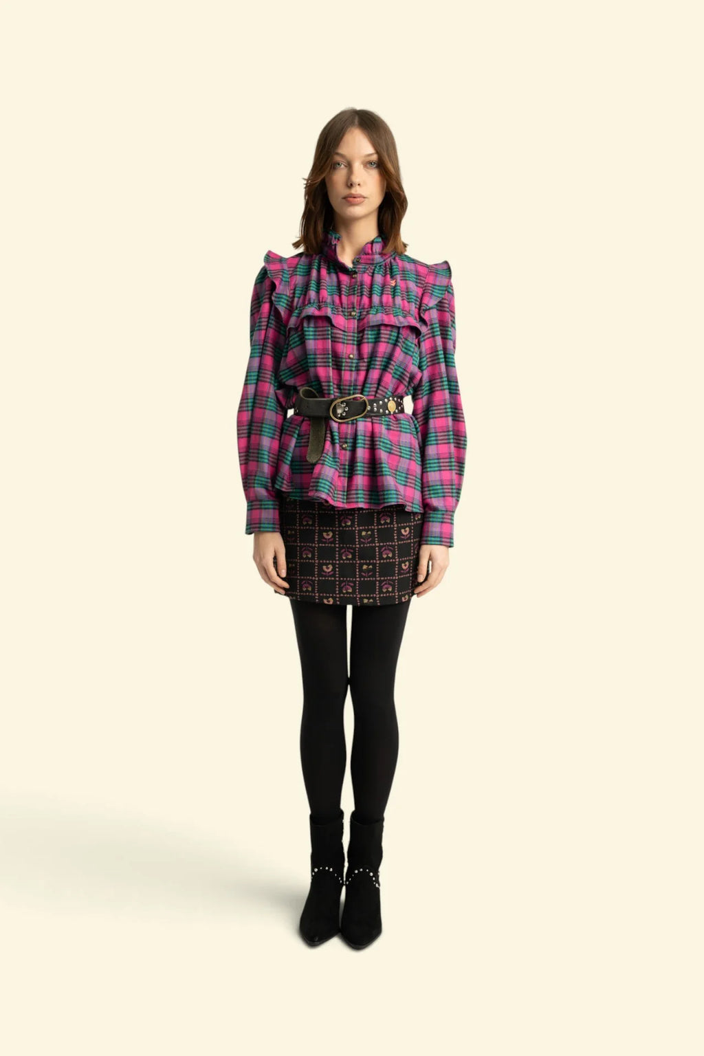 BLOUSE FUCHSIA ET VERTE